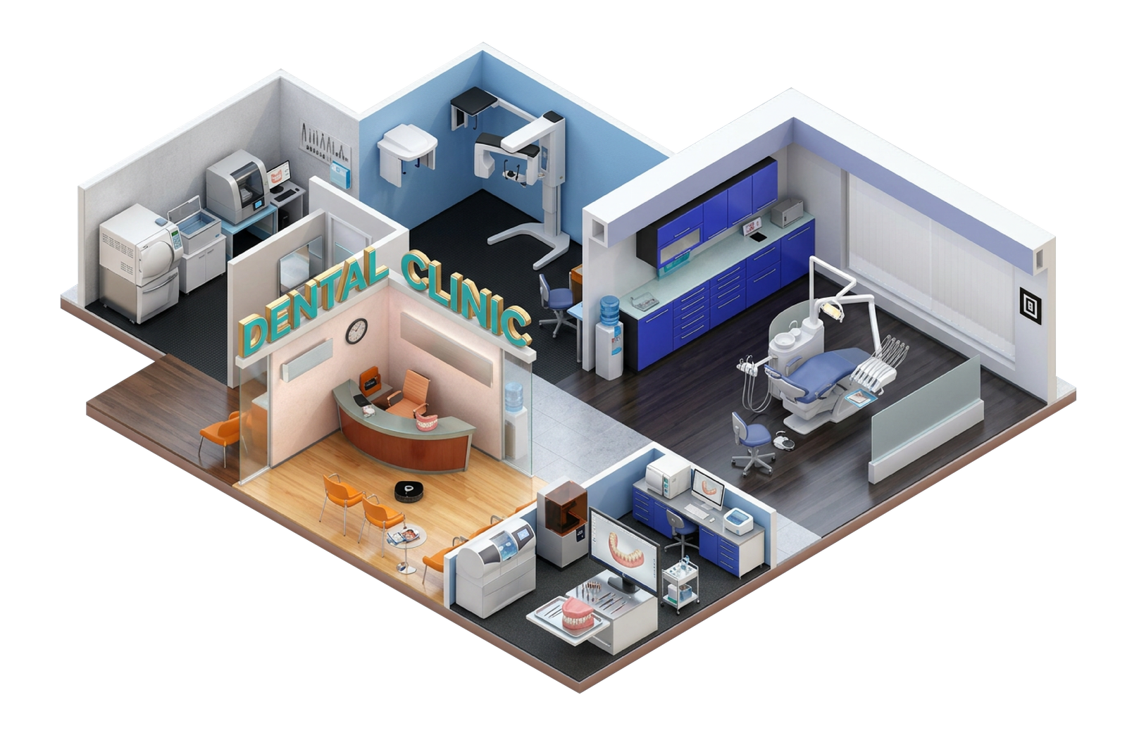 Dental office cleaning scene