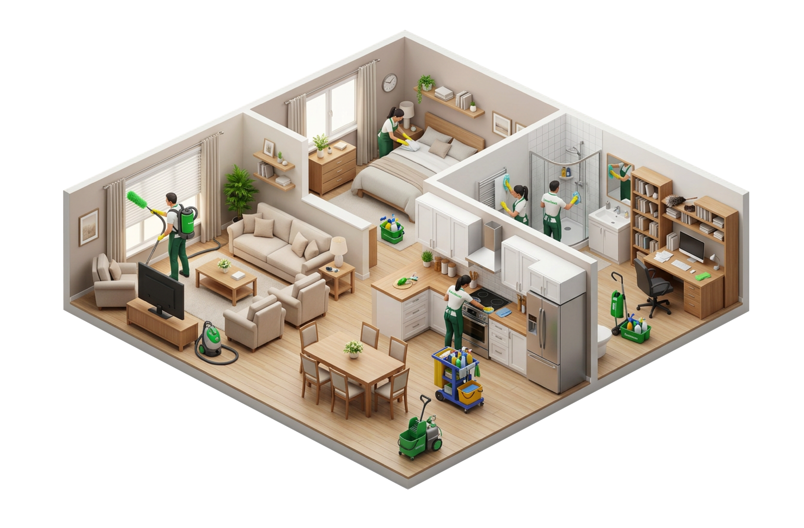 Residential cleaning scene